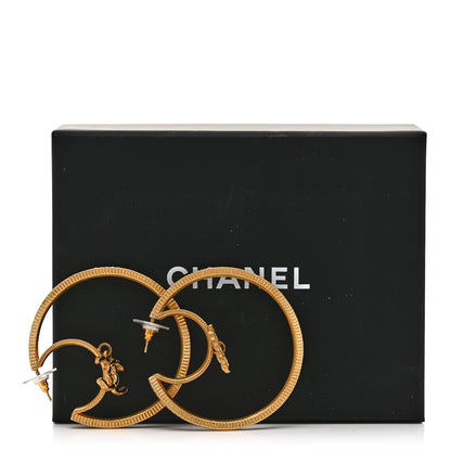 Chanel Baguette Crystal CC Drop Hoop Earrings Gold 5 of 5