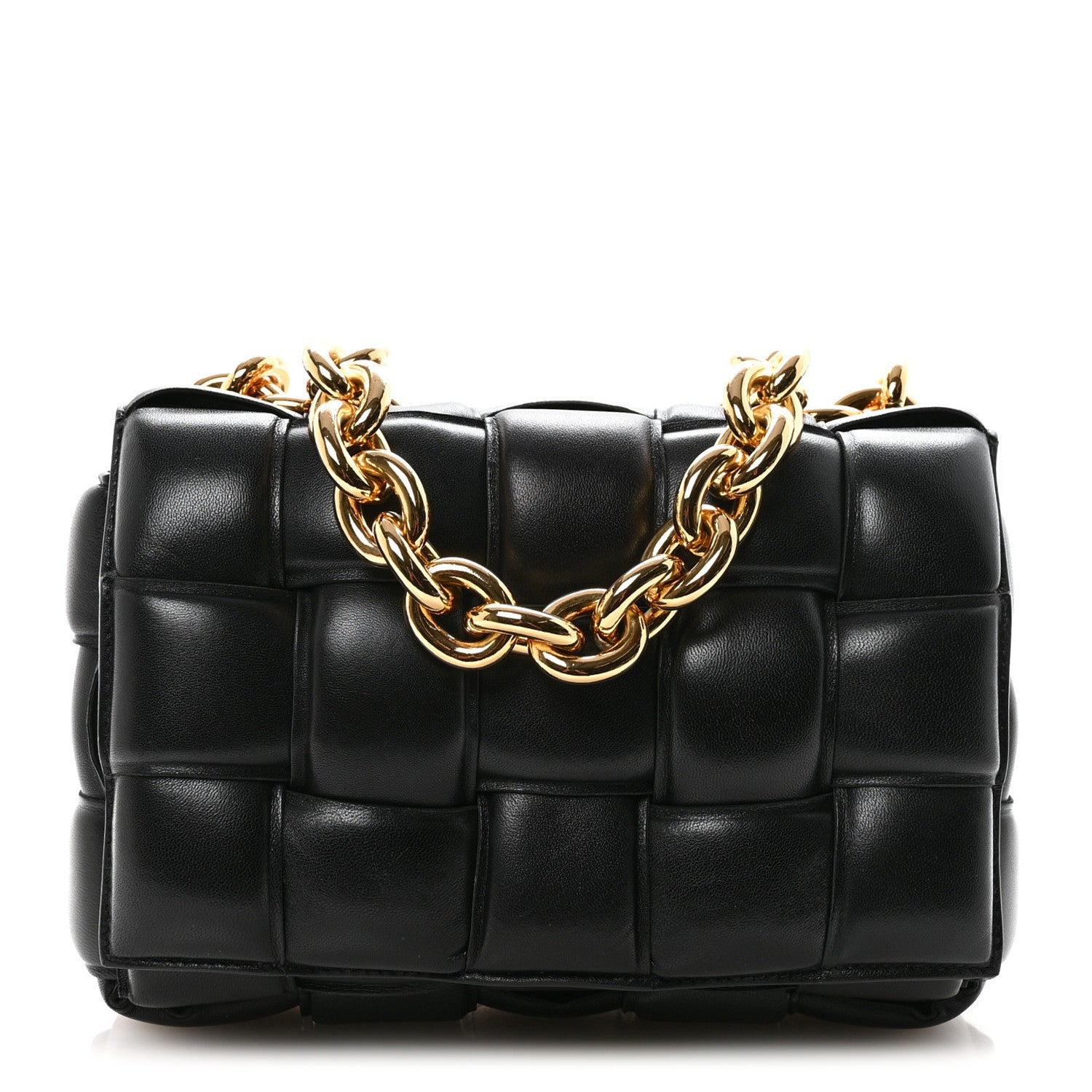 Bottega Veneta Lambskin Maxi Intreccio Padded Chain Cassette Crossbody Bag Black 1 of 9