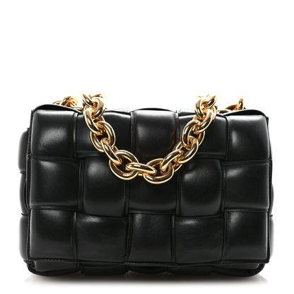 Bottega Veneta Lambskin Maxi Intreccio Padded Chain Cassette Crossbody Bag Black 1 of 9