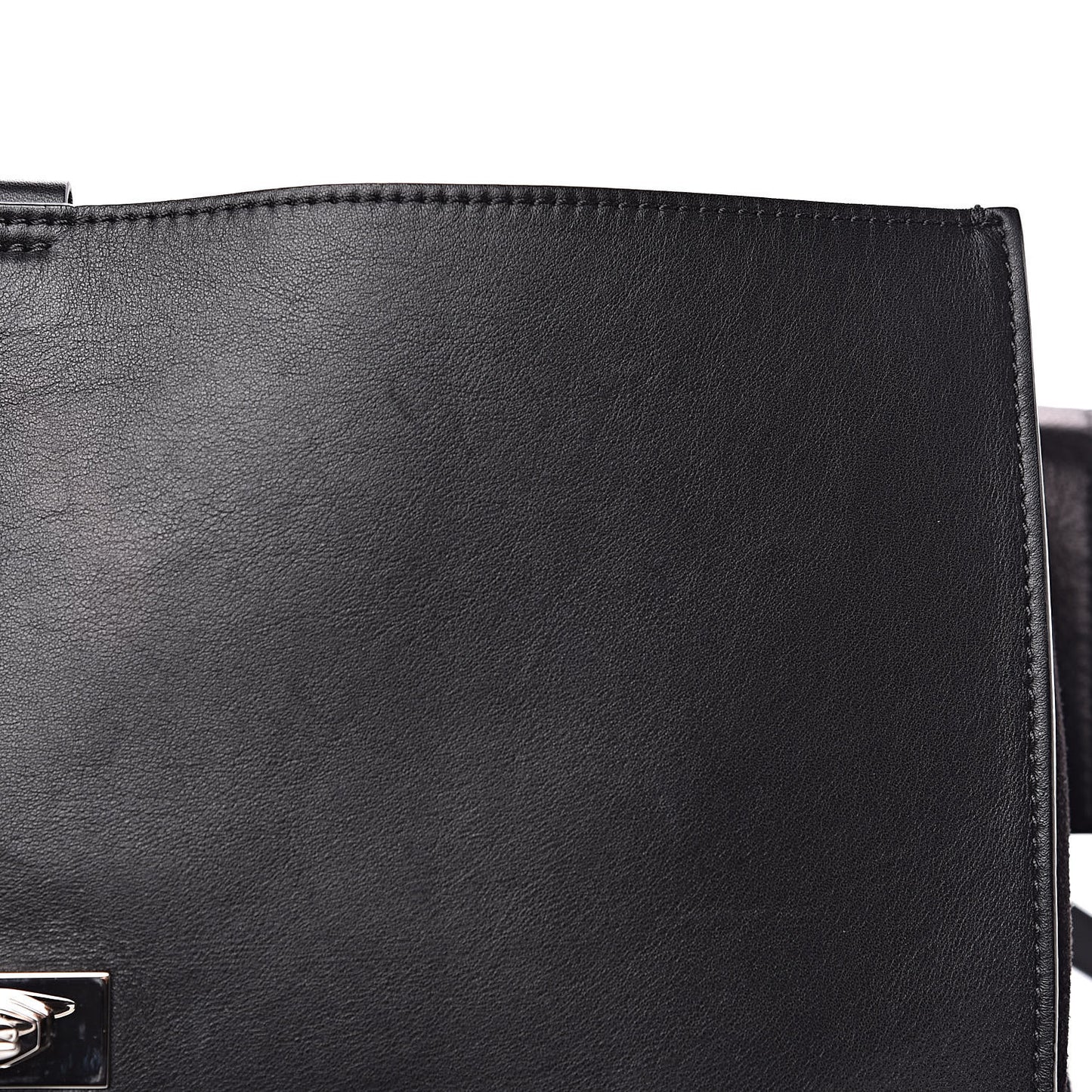 Calfskin Crocodile Embossed Medium Shark Lock Satchel Black