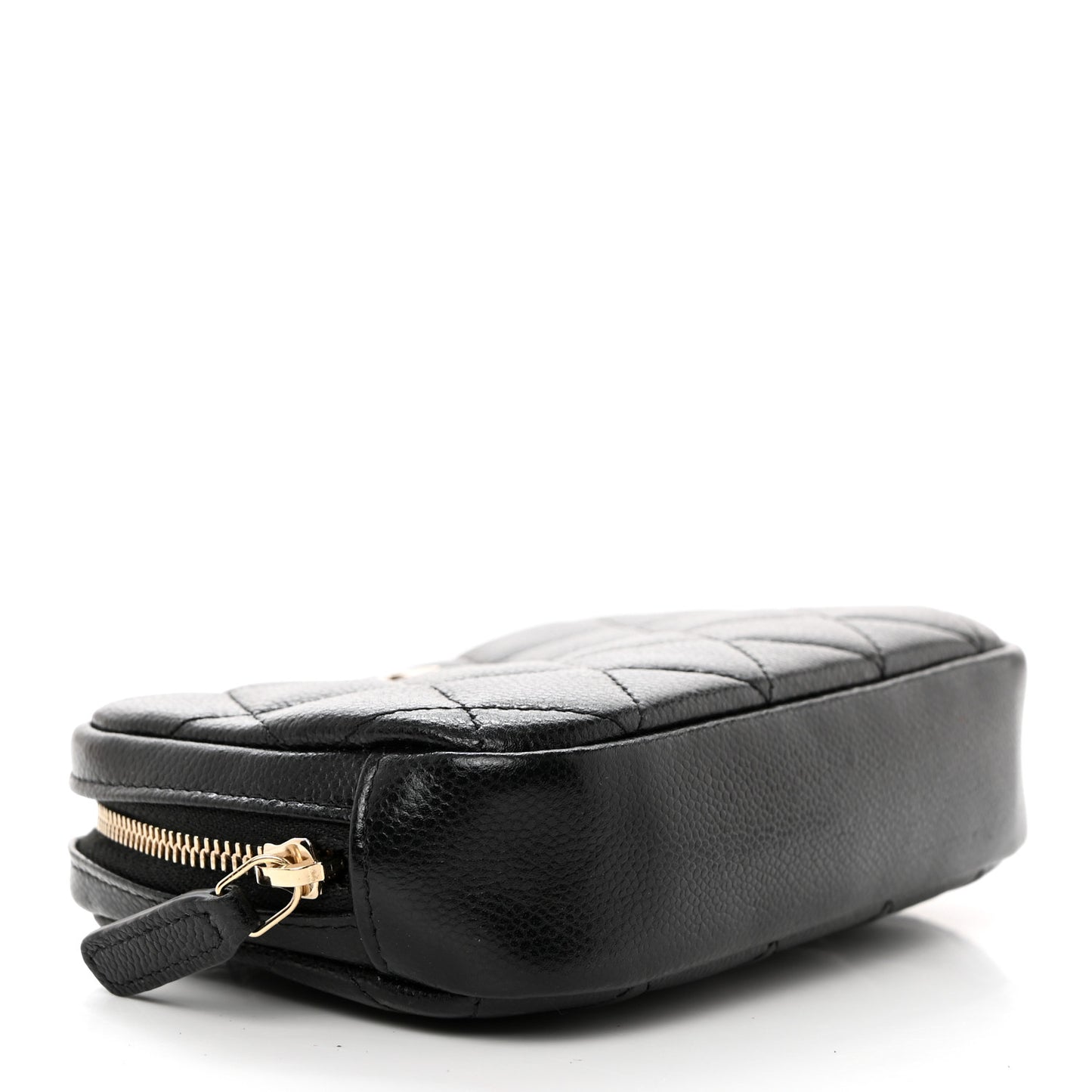 Caviar Quilted Small Curvy Pouch Cosmetic Case Black