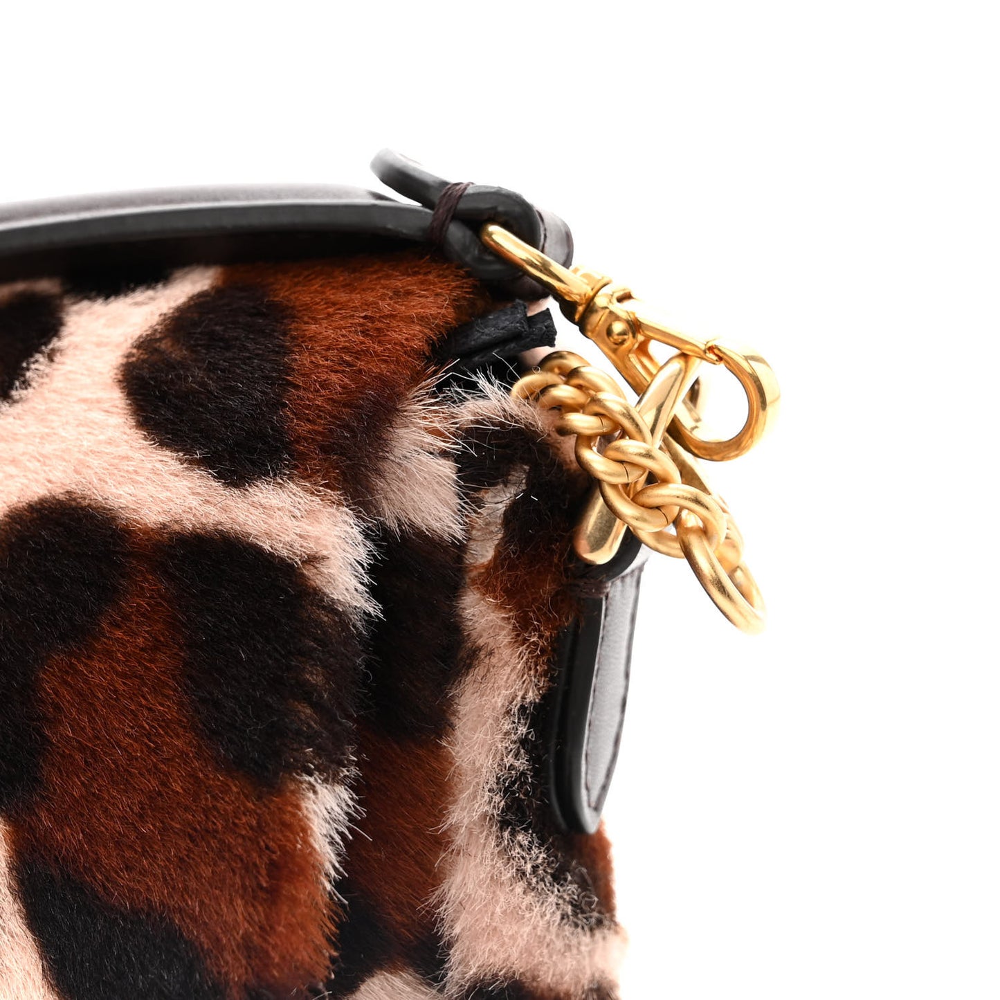 Calf Hair Leopard Print Mini Baguette Pink Brown