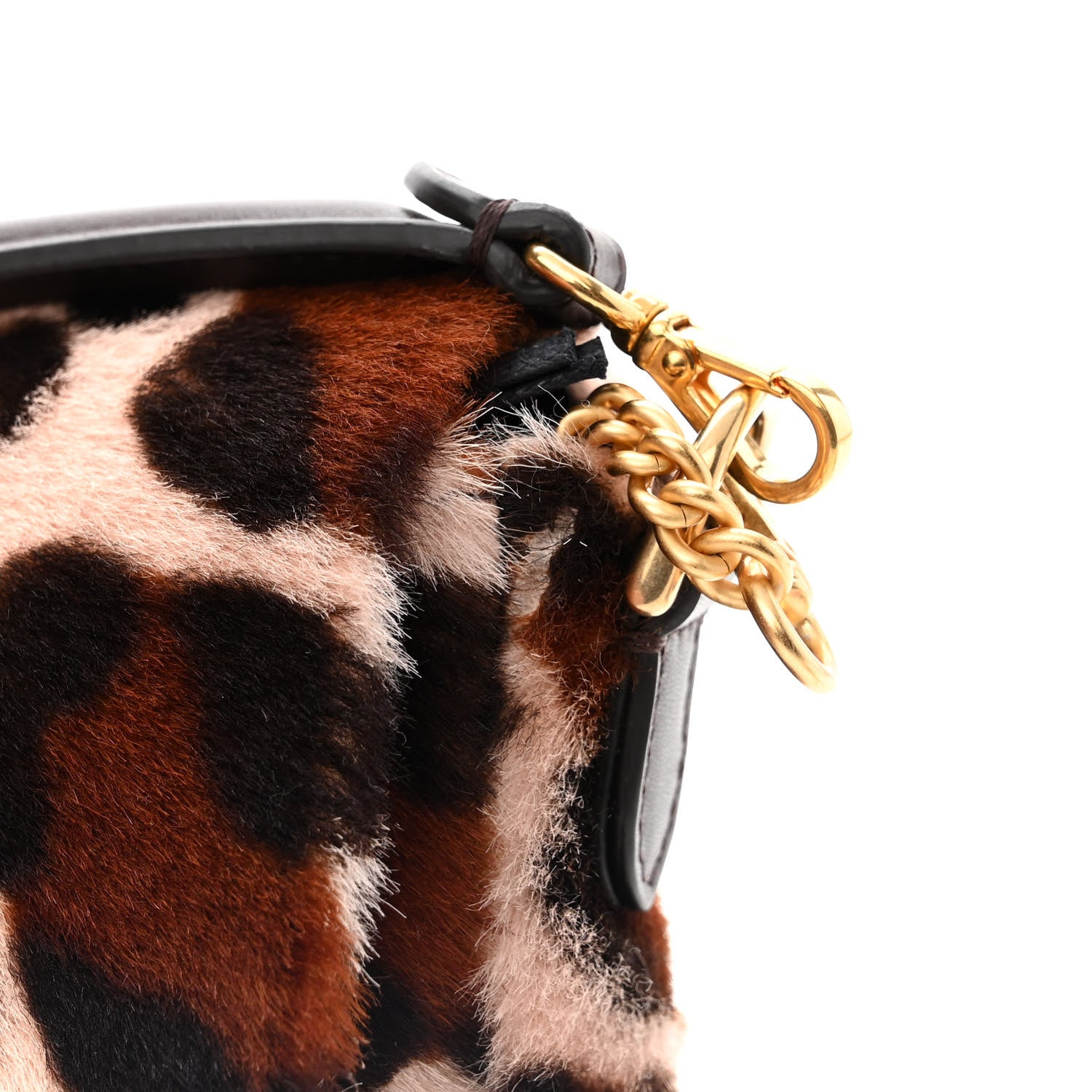 Fendi Calf Hair Leopard Print Mini Baguette Pink Brown 2 of 11