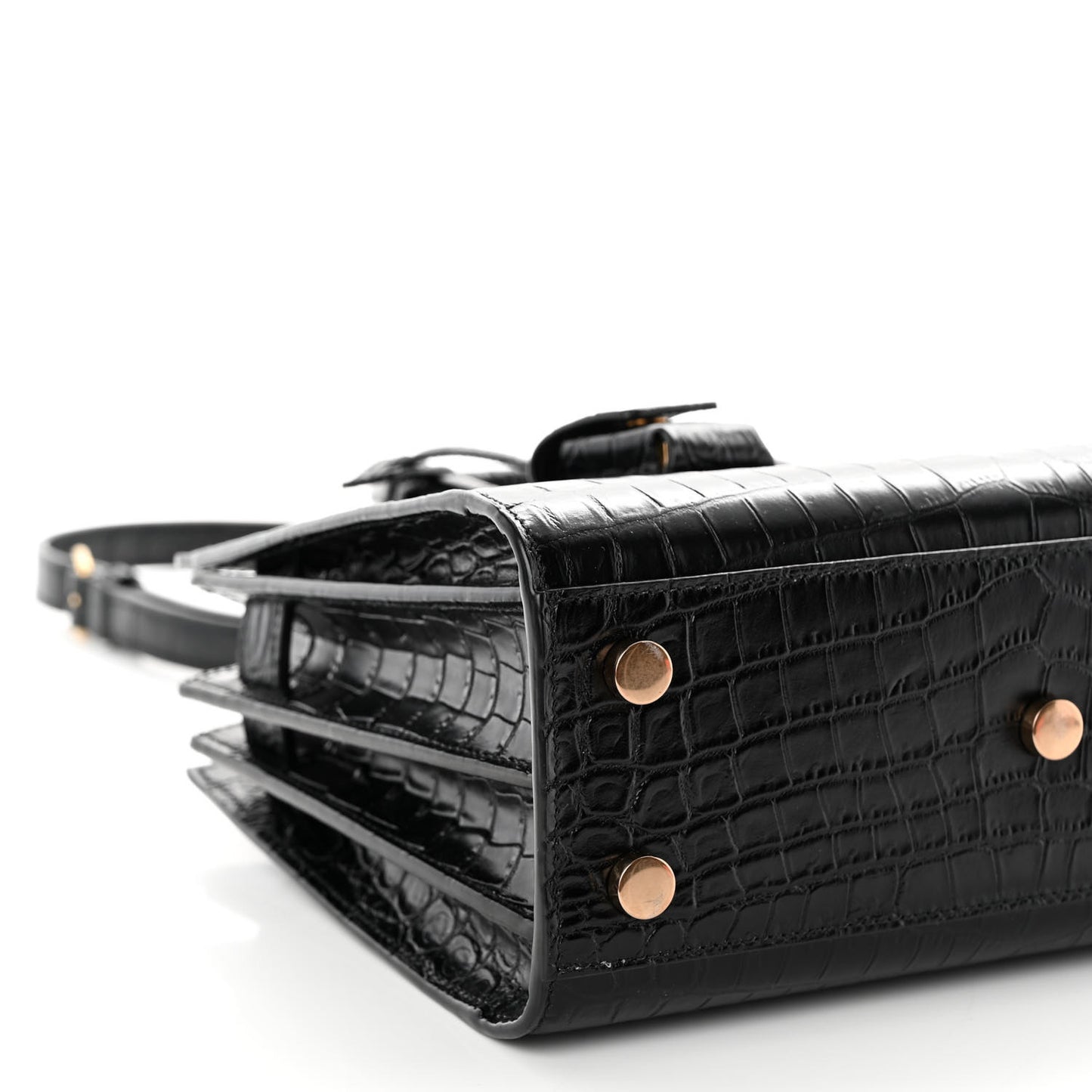 Calfskin Crocodile Embossed Nano Sac De Jour Black