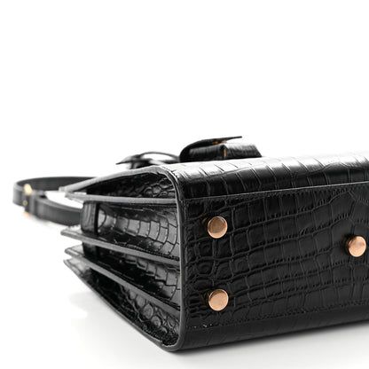 Saint Laurent Calfskin Crocodile Embossed Nano Sac De Jour Black 9 of 10