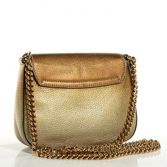 Metallic Pebbled Calfskin Small Soho Flap Crossbody Gold Ombre