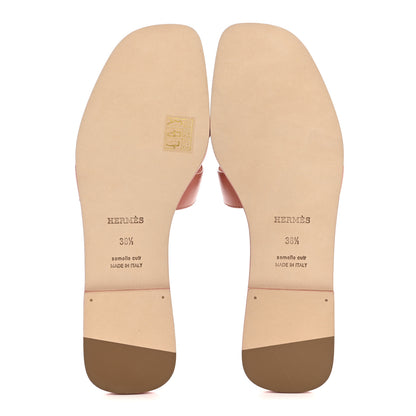 Hermes Box Calfskin Oran Sandals 38.5 Rouge Tomette 6 of 10