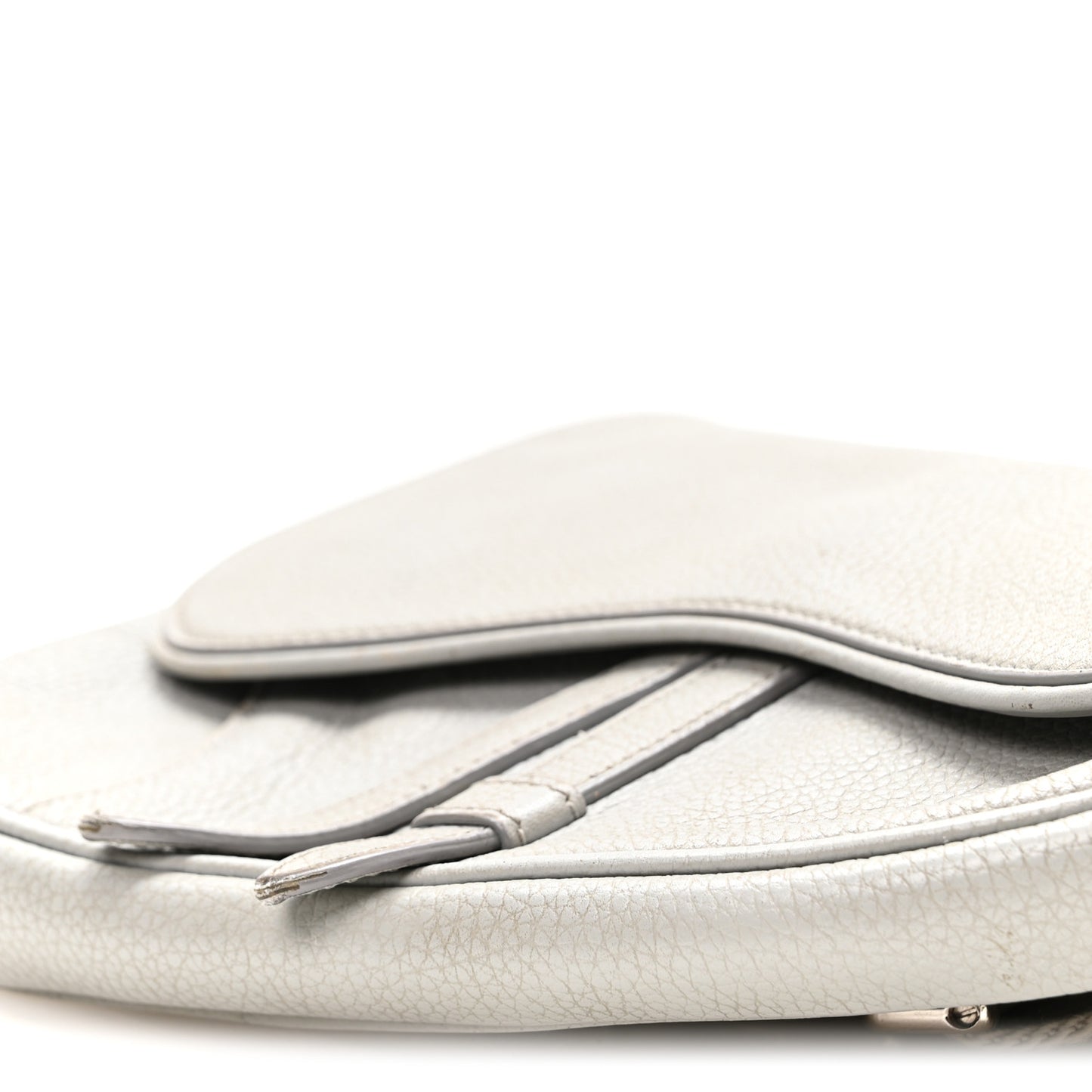 Grained Calfskin Mens Mini Saddle Bag Gray