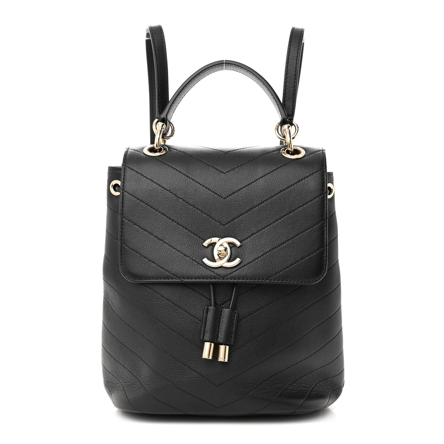 Chanel Grained Calfskin Chevron Stitched Backpack Black 1 of 10