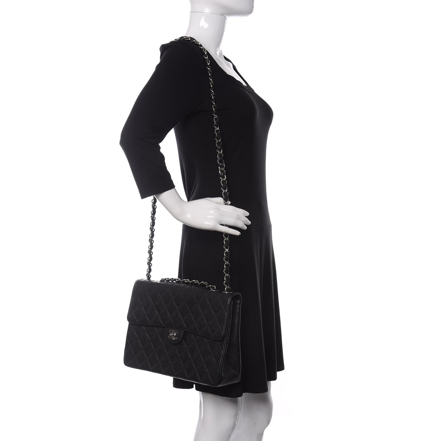 Caviar Quilted Jumbo Single Flap Black