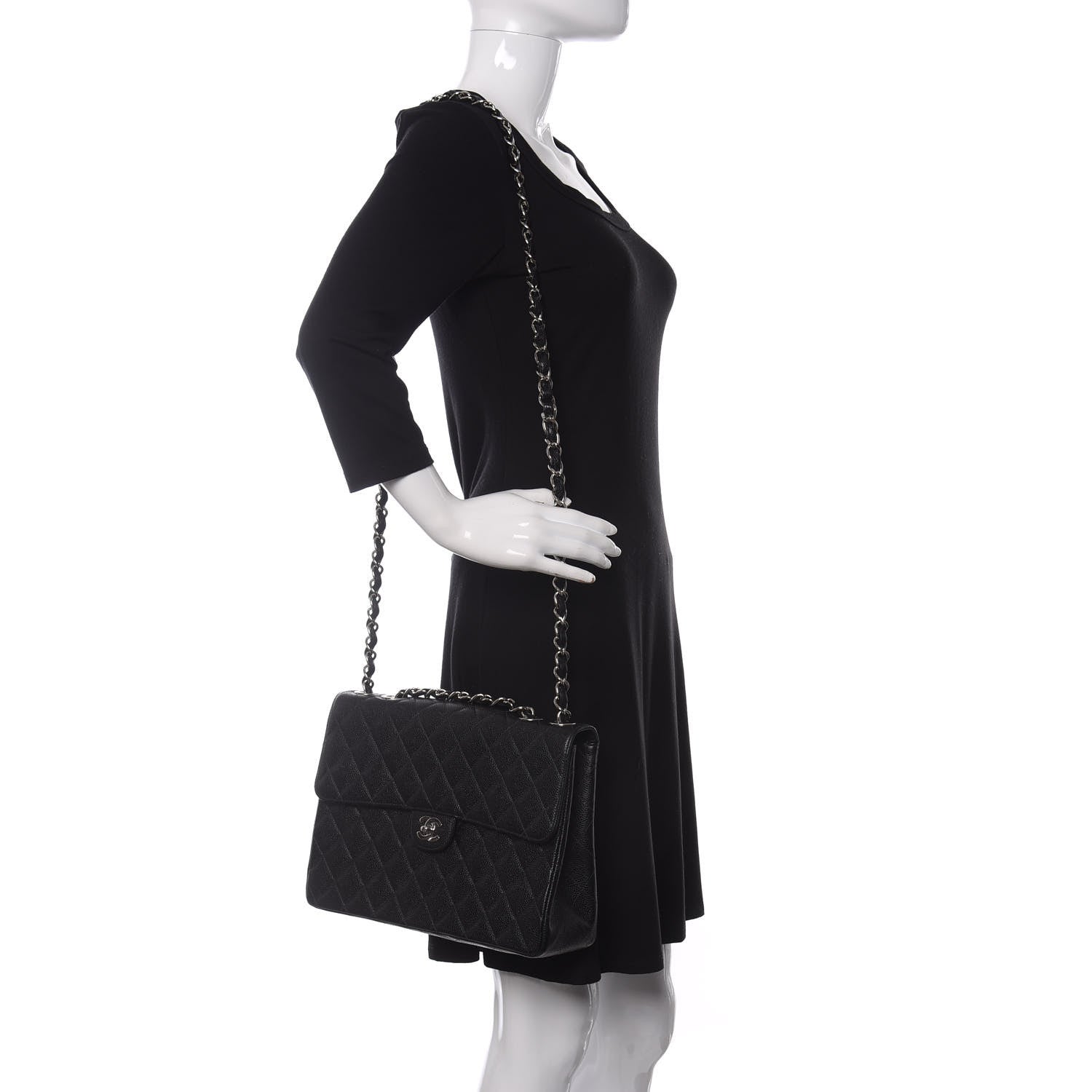 Chanel Caviar Quilted Jumbo Single Flap Black 2 of 14