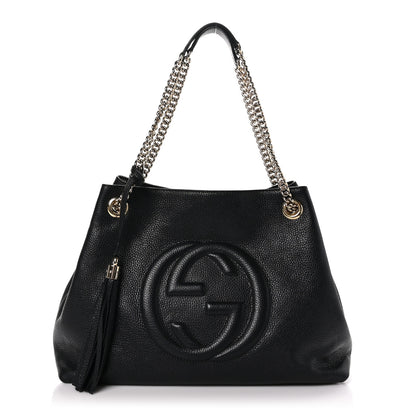 Gucci Pebbled Calfskin Medium Soho Chain Shoulder Bag Black 1 of 11