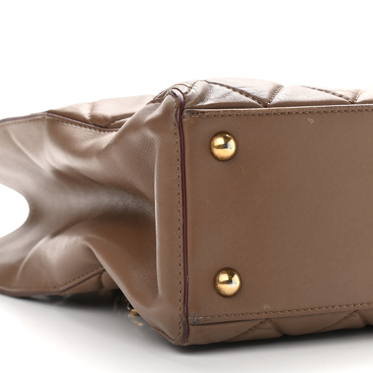 Calfskin Quilted Perfect Edge Tote Brown
