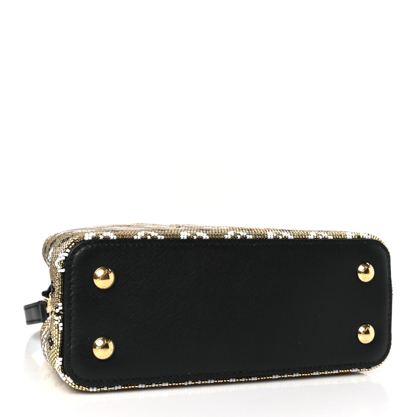 Satin Beaded Embroidered Monogram Calfskin Capucines Mini Gold Black