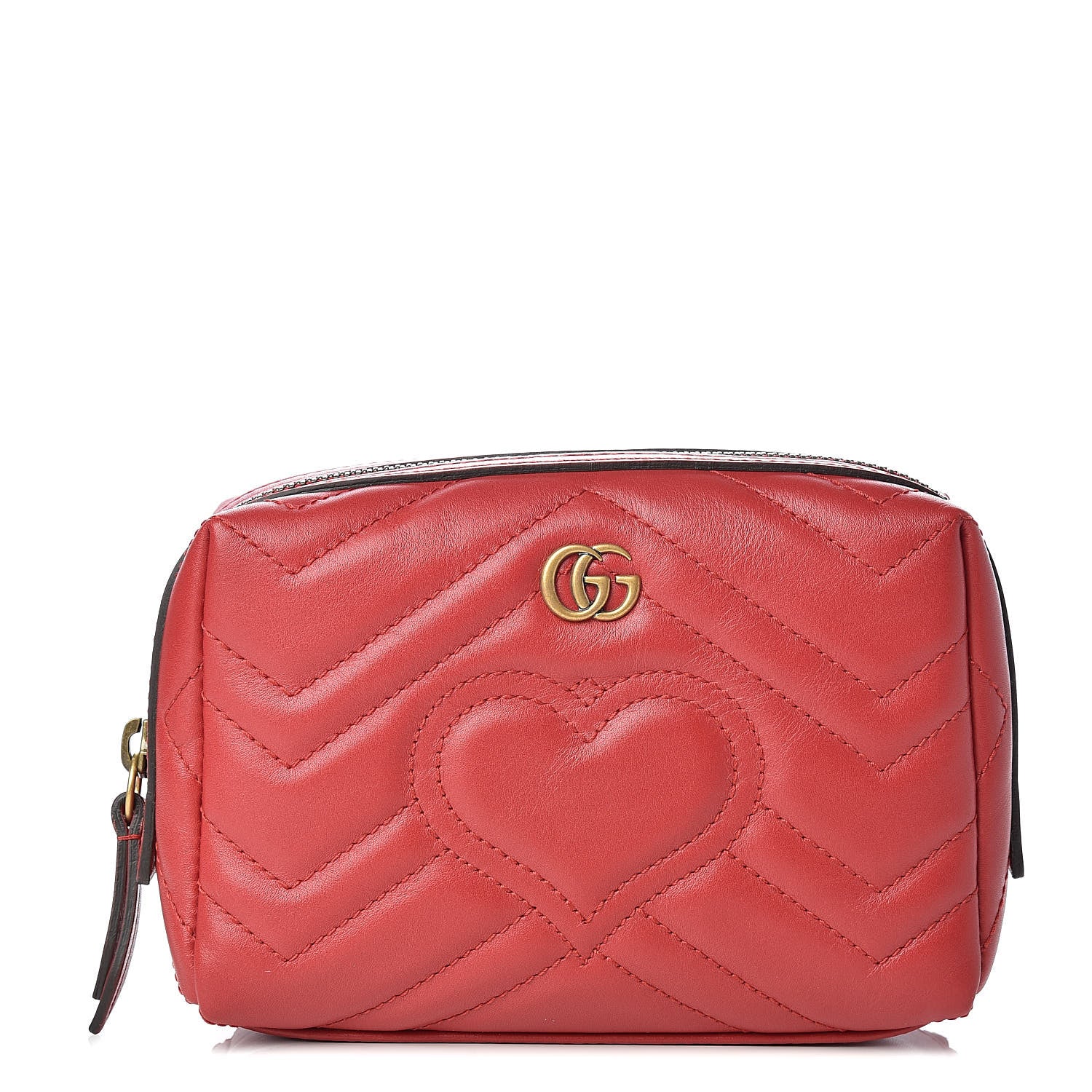 Gucci Calfskin Matelasse GG Marmont Cosmetic Case Hibiscus Red 1 of 8