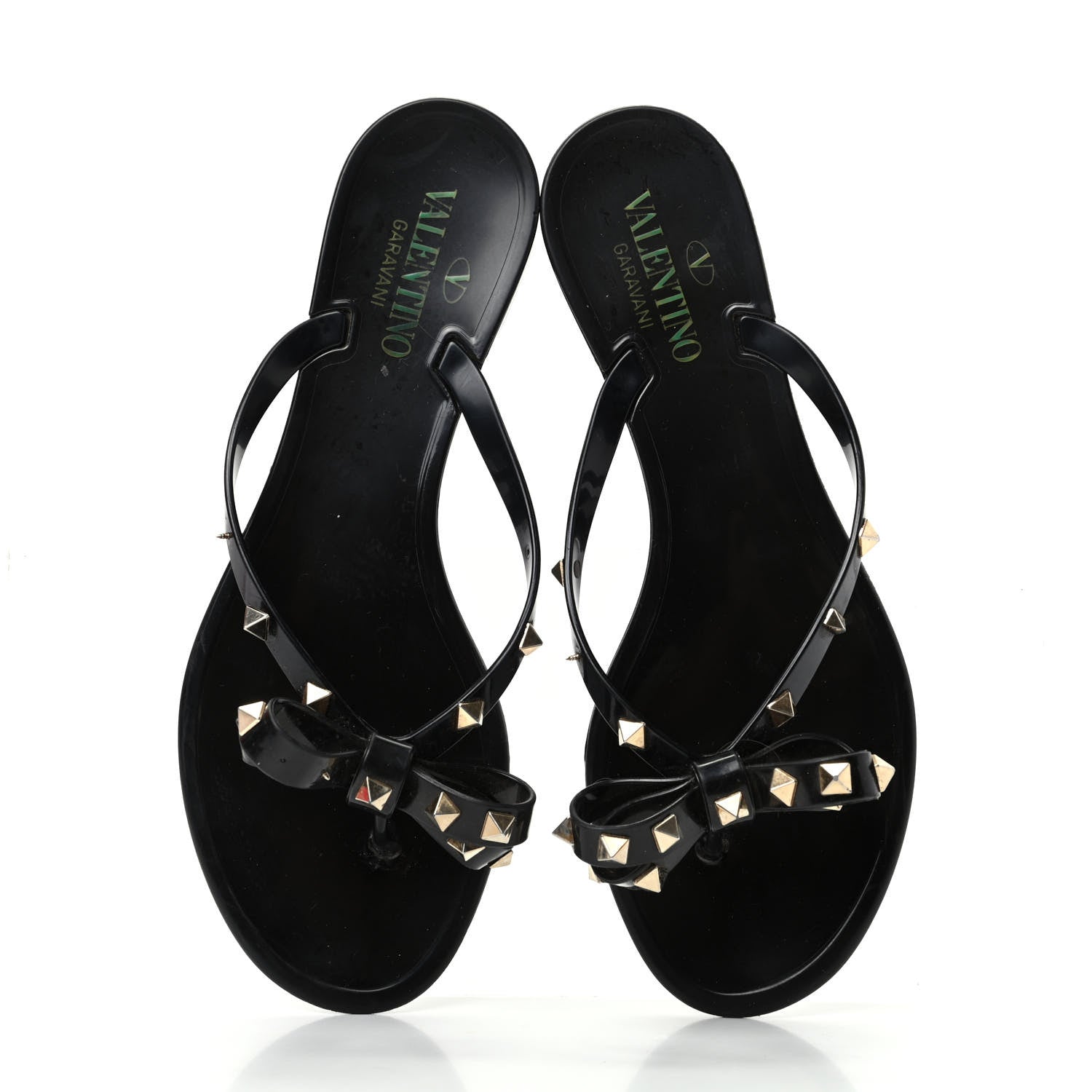 Valentino Garavani PVC Jelly Rockstud Bow Thong Sandals 39 Black 5 of 11