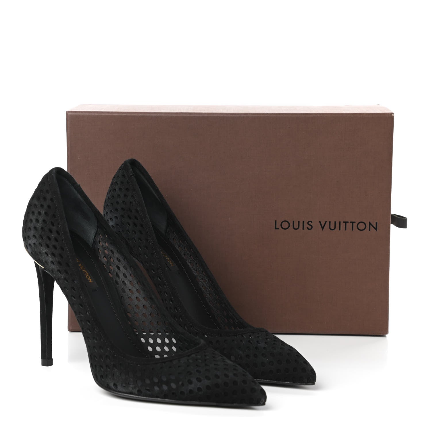 Louis Vuitton Suede Perforated Eyeline Pumps 37.5 Black 8 of 8