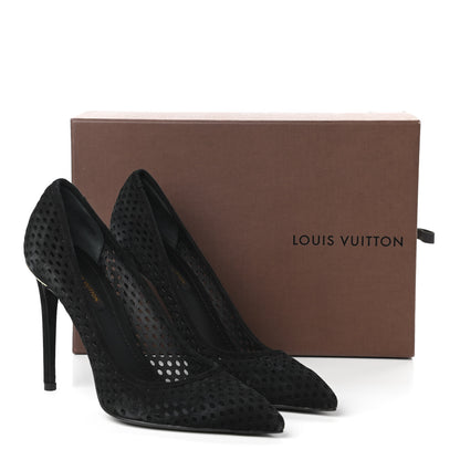 Louis Vuitton Suede Perforated Eyeline Pumps 37.5 Black 8 of 8