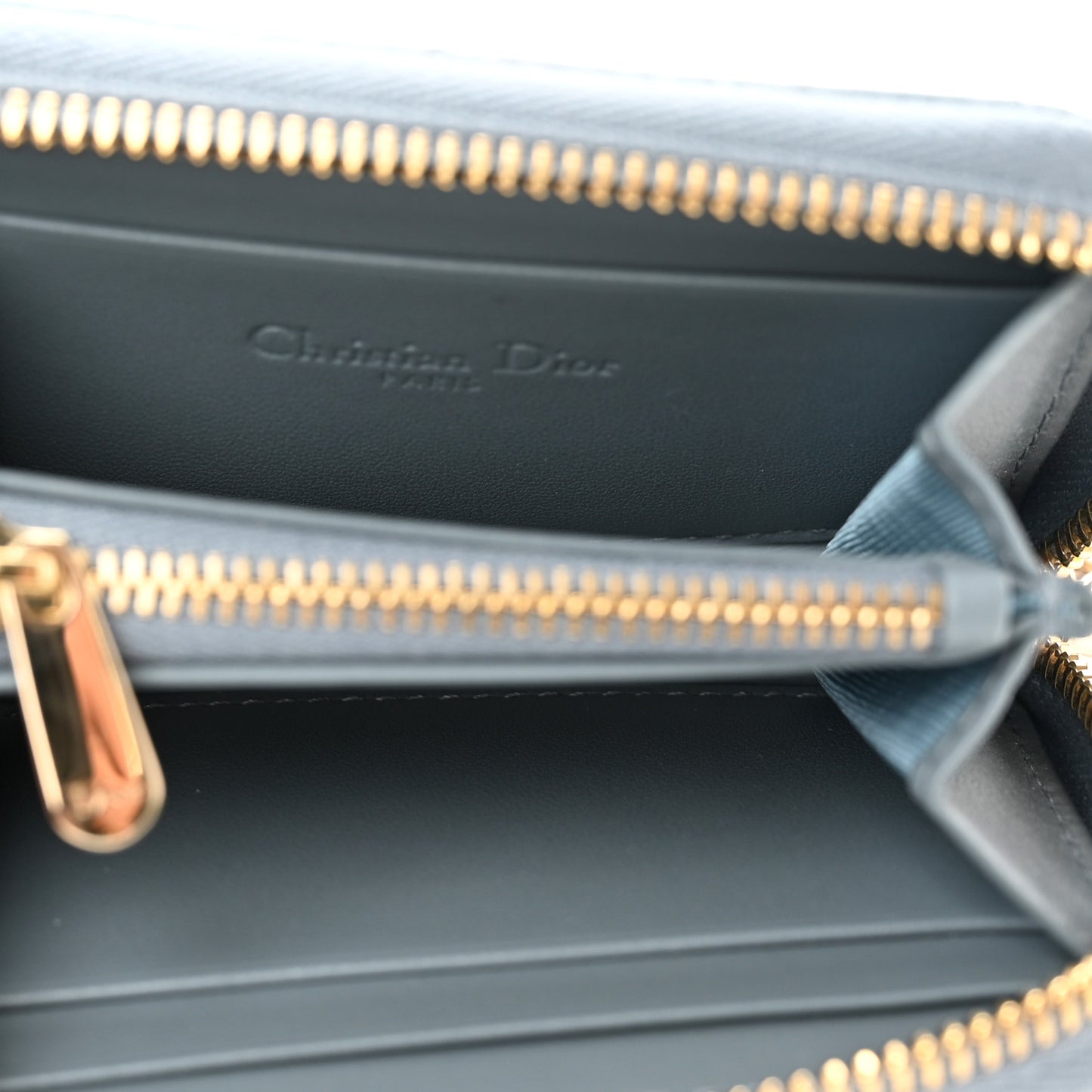 Lambskin Cannage Small Lady Dior Voyageur Coin Purse Cloud Blue