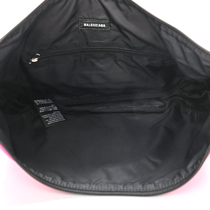 Balenciaga Recycled Sport Nylon Logo Embroidered Large Wheel Sling Bag Fluo Pink Black 5 of 8
