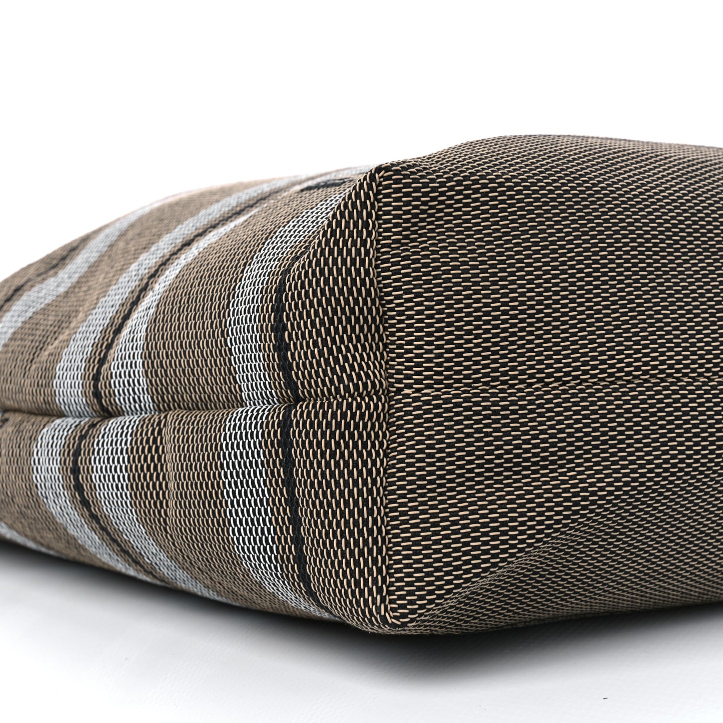 Raffia Striped Logo Tote Bag Beige Optic White Black