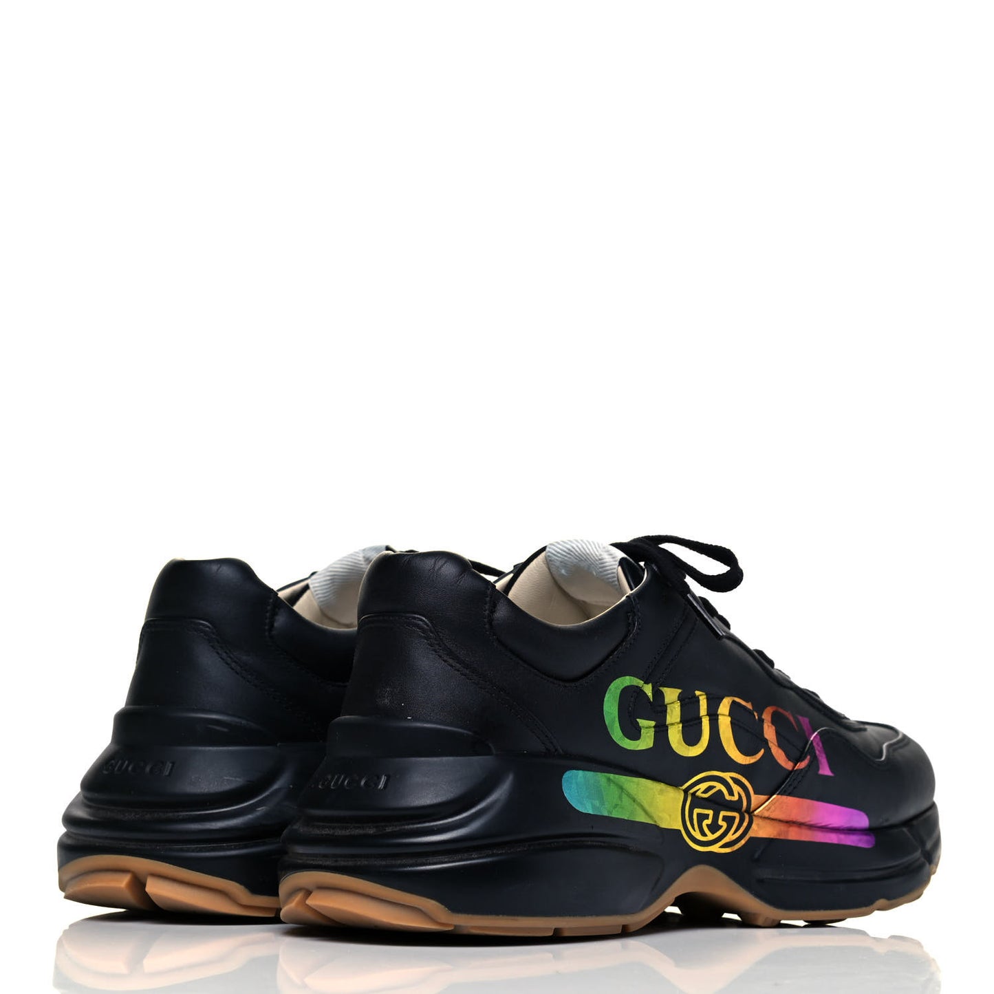 Calfskin Iridescent Logo Mens Rhyton Sneakers 6.5 Black