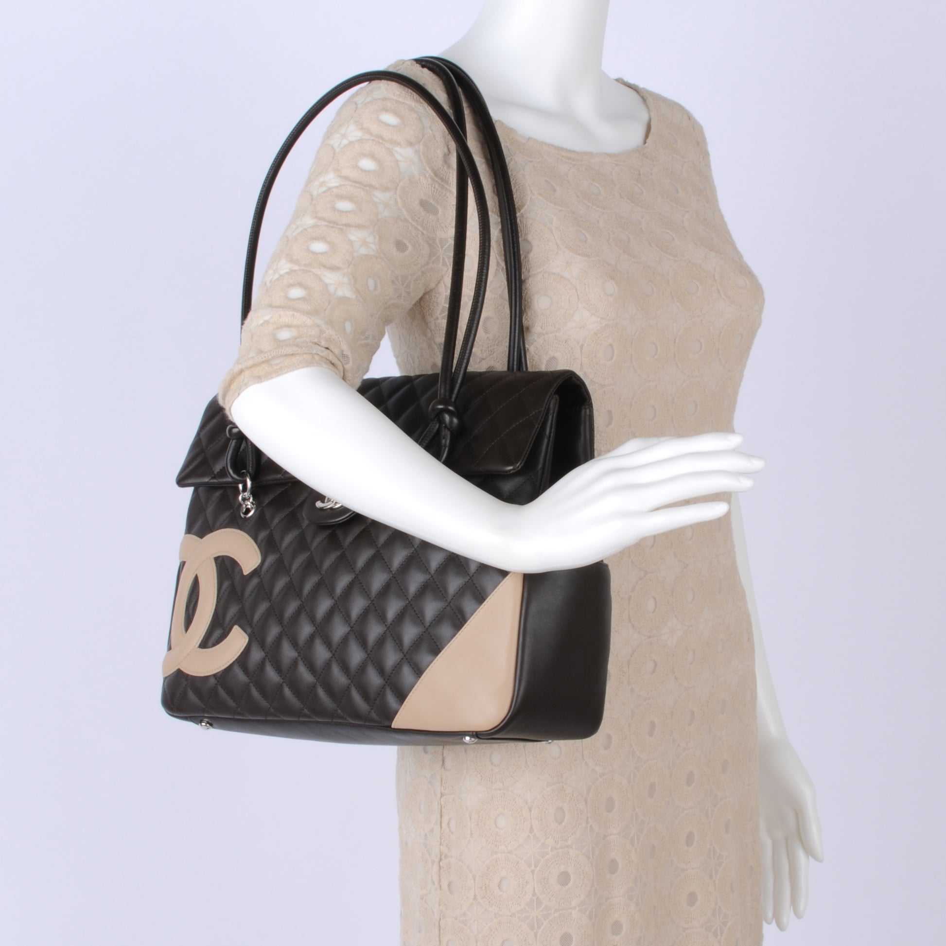 Chanel Calfskin Quilted Large Cambon Flap Brown Beige 2 of 8