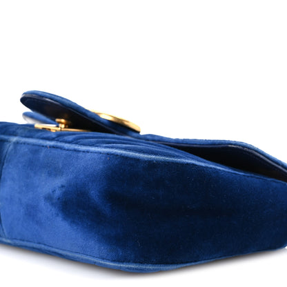 Gucci Velvet Matelasse Mini GG Marmont Shoulder Bag Cobalt Blue 11 of 11