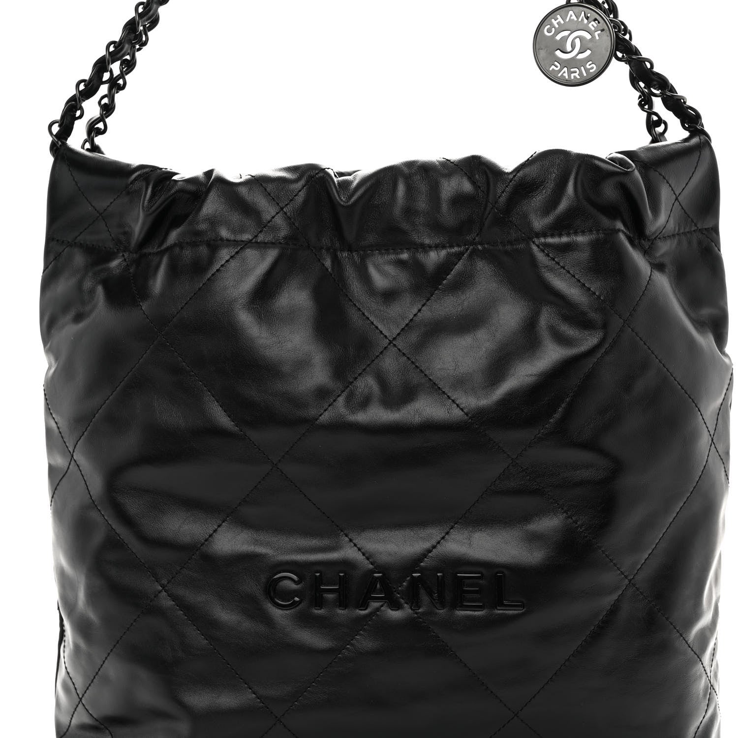 Chanel Shiny Calfskin Quilted Small Chanel 22 So Black 9 of 11