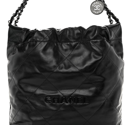 Chanel Shiny Calfskin Quilted Small Chanel 22 So Black 9 of 11