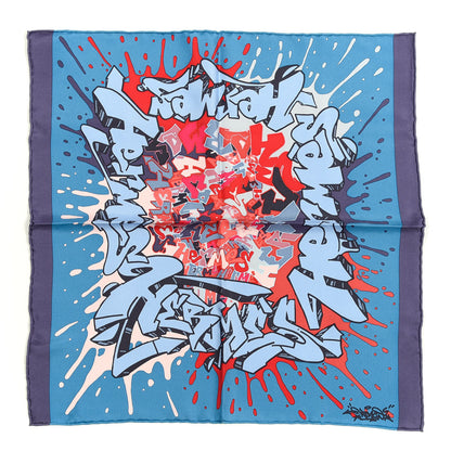 Hermes Silk Gavroche Graff Pocket Square Scarf Red Bleu Canard Ciel 1 of 3