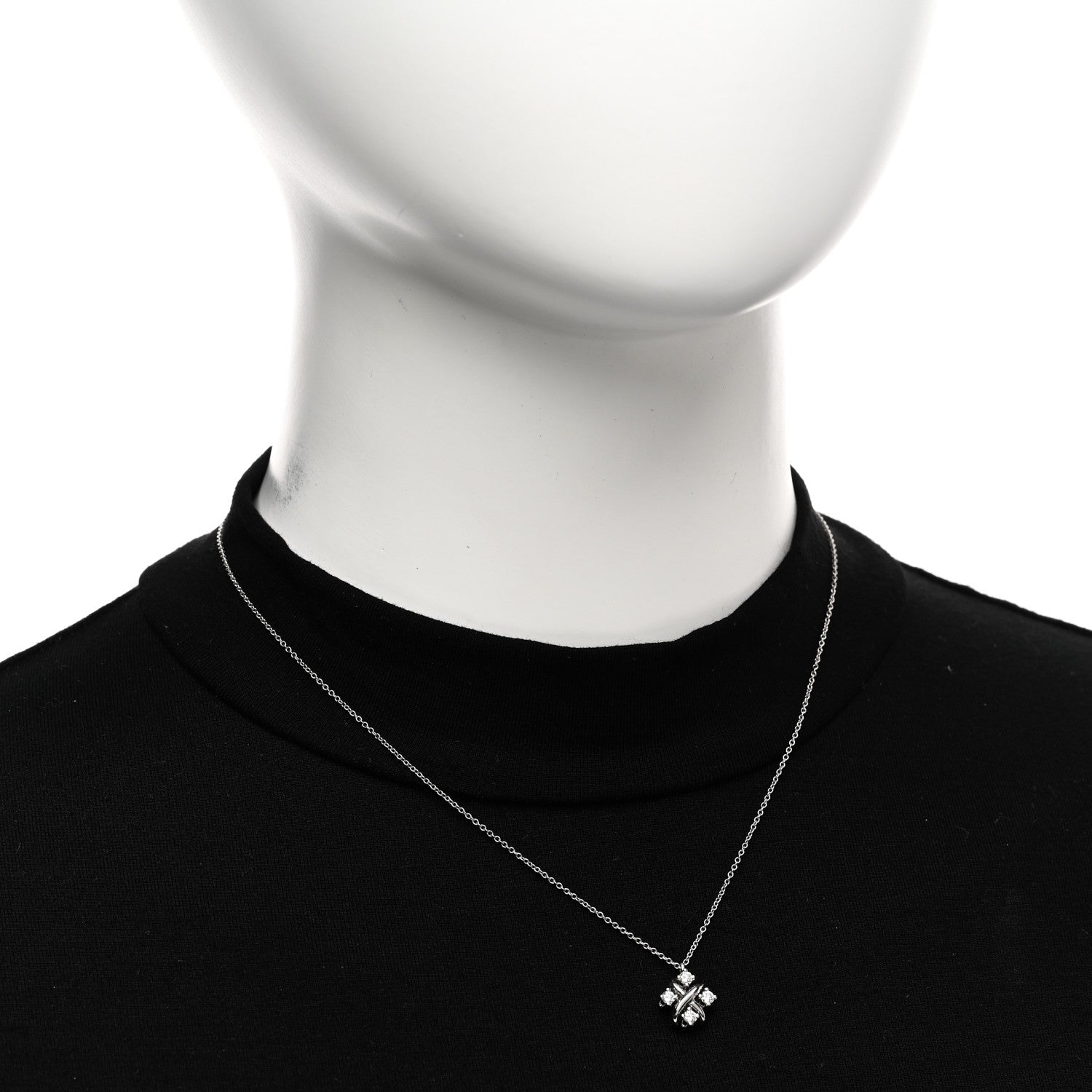 Tiffany Platinum Diamond Schlumberger Lynn Pendant Necklace 2 of 5