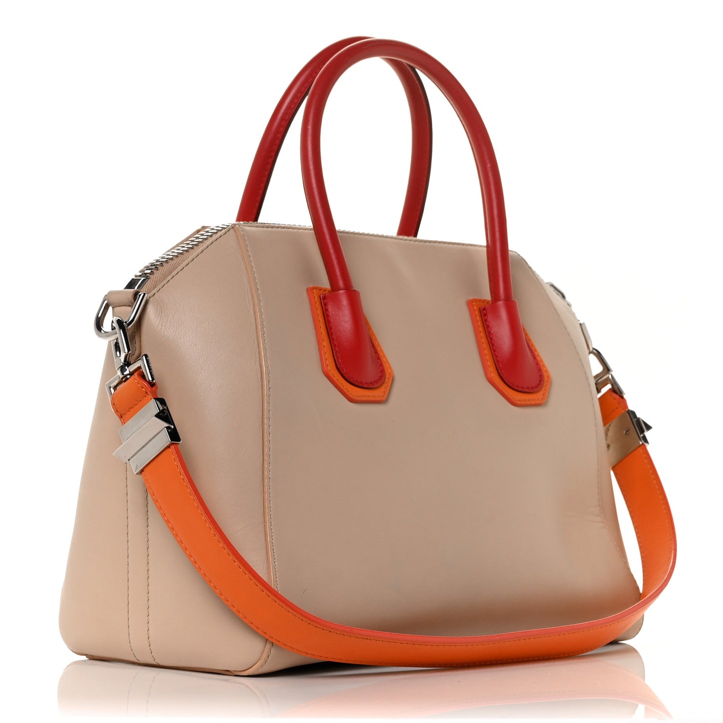 Calfskin Small Tri-Color Antigona Beige Red Orange