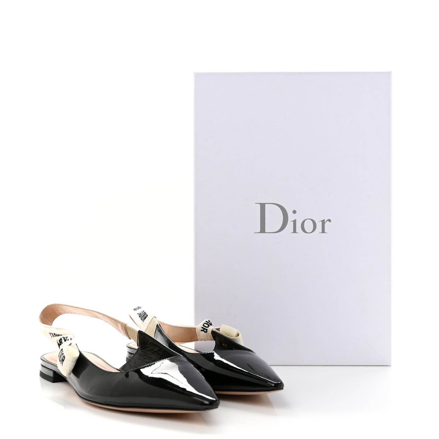 Patent Ribbon J'Adior Slingback Ballet Flats 38.5 Black