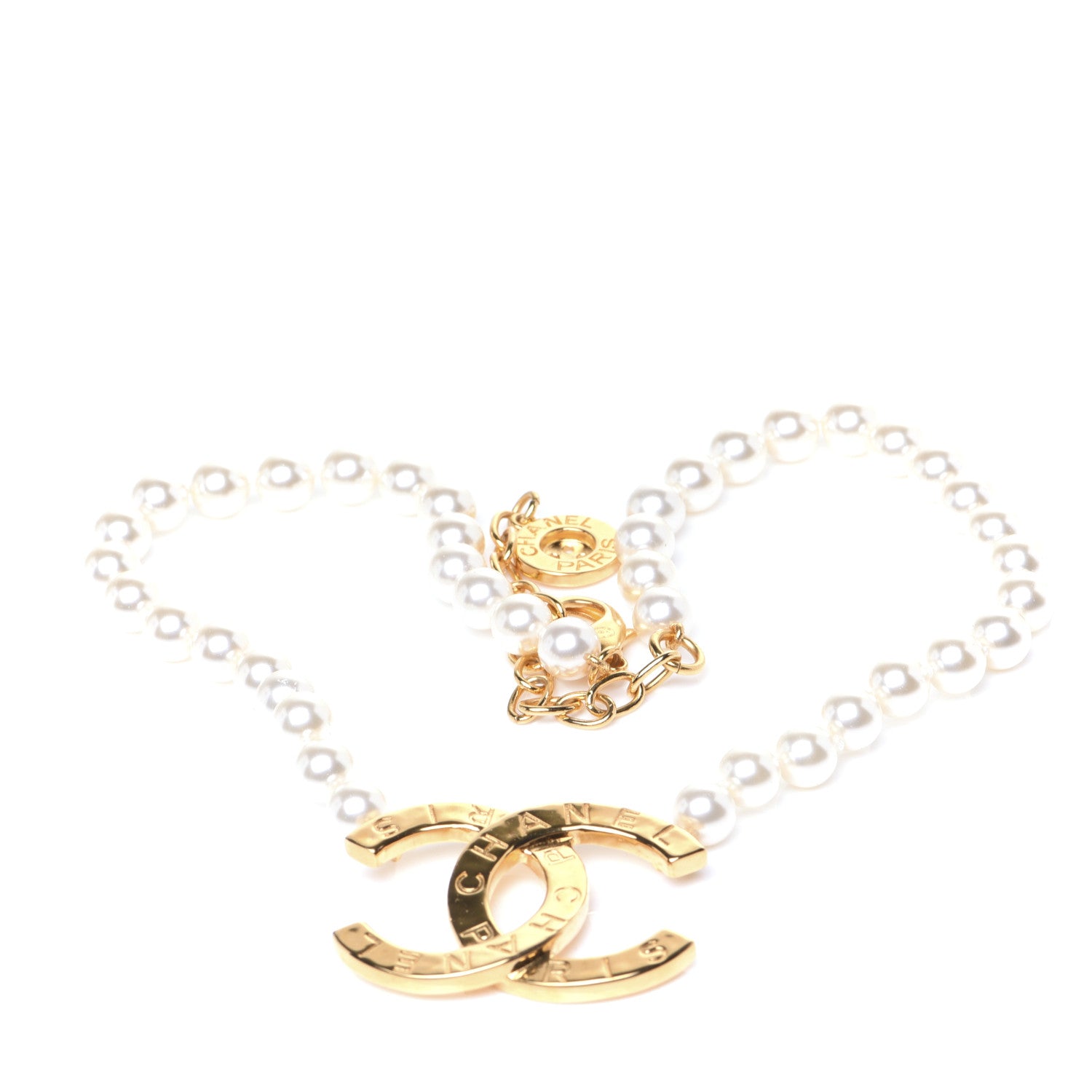 Chanel Pearl CC Paris Button Short Necklace Gold 10 of 12