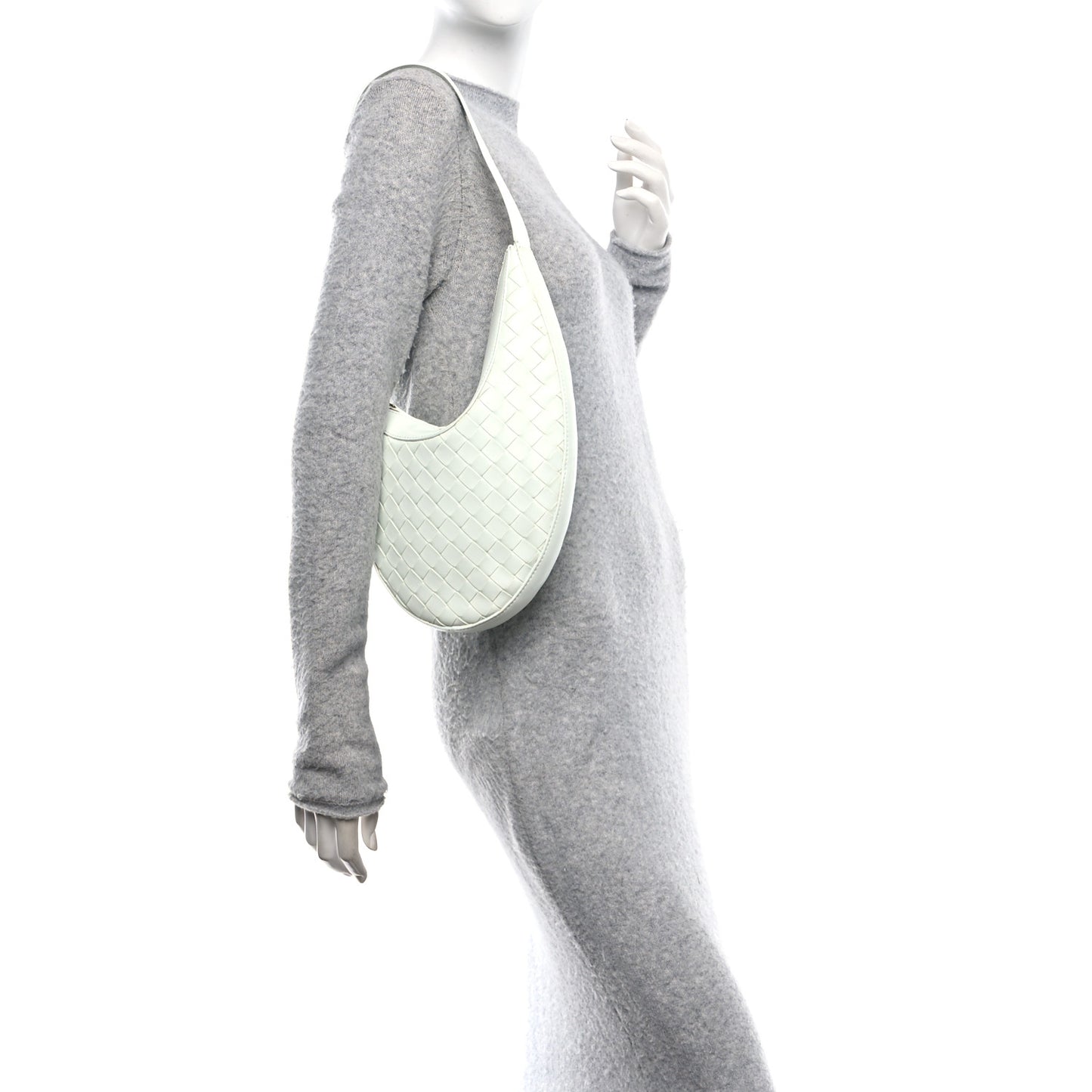 Nappa Intrecciato Small Drop Shoulder Bag Glacier