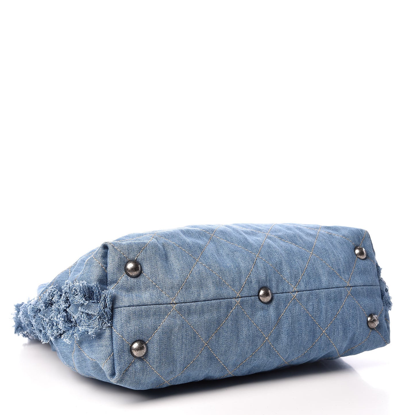 Denim Quilted Chain Hobo Light Blue