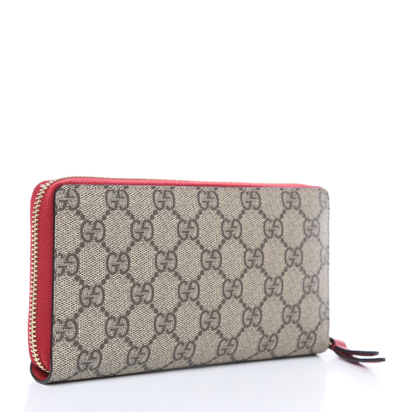 GG Supreme Monogram Embroidered Rainbow Zip Around Wallet Red