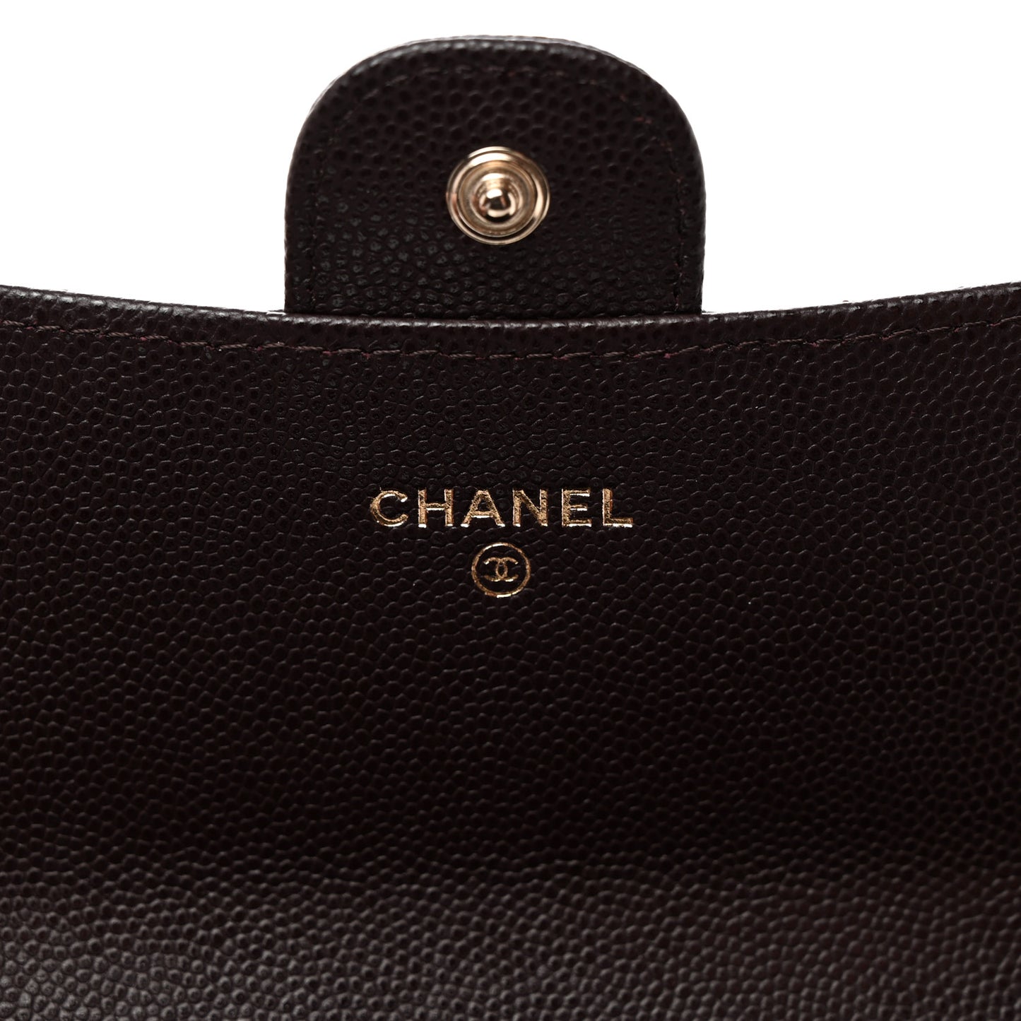 Caviar Quilted Large Gusset Flap Wallet Dark Brown