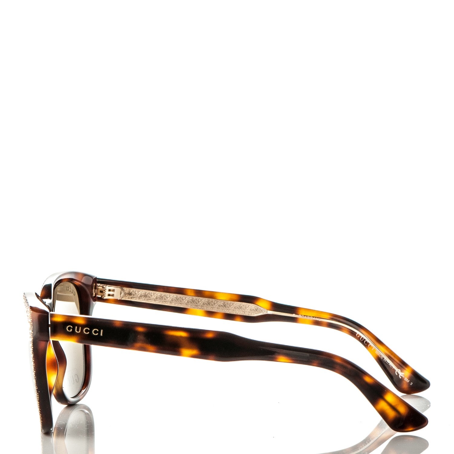 Gucci Rhinestone Acetate Square Sunglasses 3871/S Tortoise 3 of 6