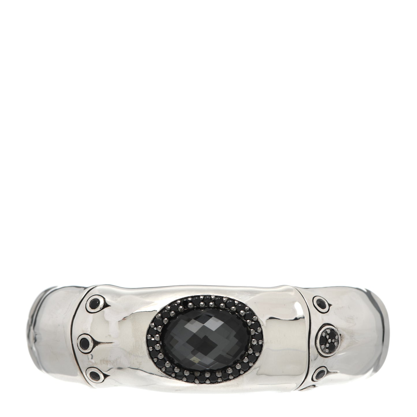 Sterling Silver Smoky Quartz Black Sapphire Bamboo Cuff Bracelet