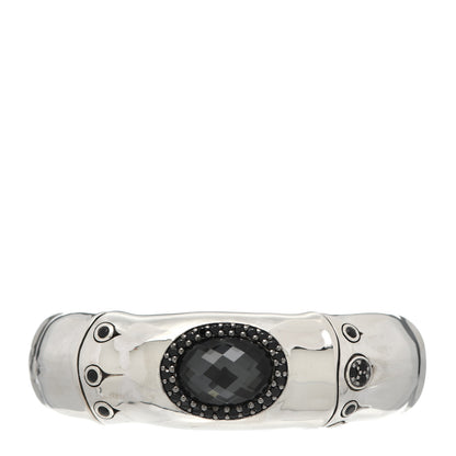 John Hardy Sterling Silver Smoky Quartz Black Sapphire Bamboo Cuff Bracelet 1 of 4