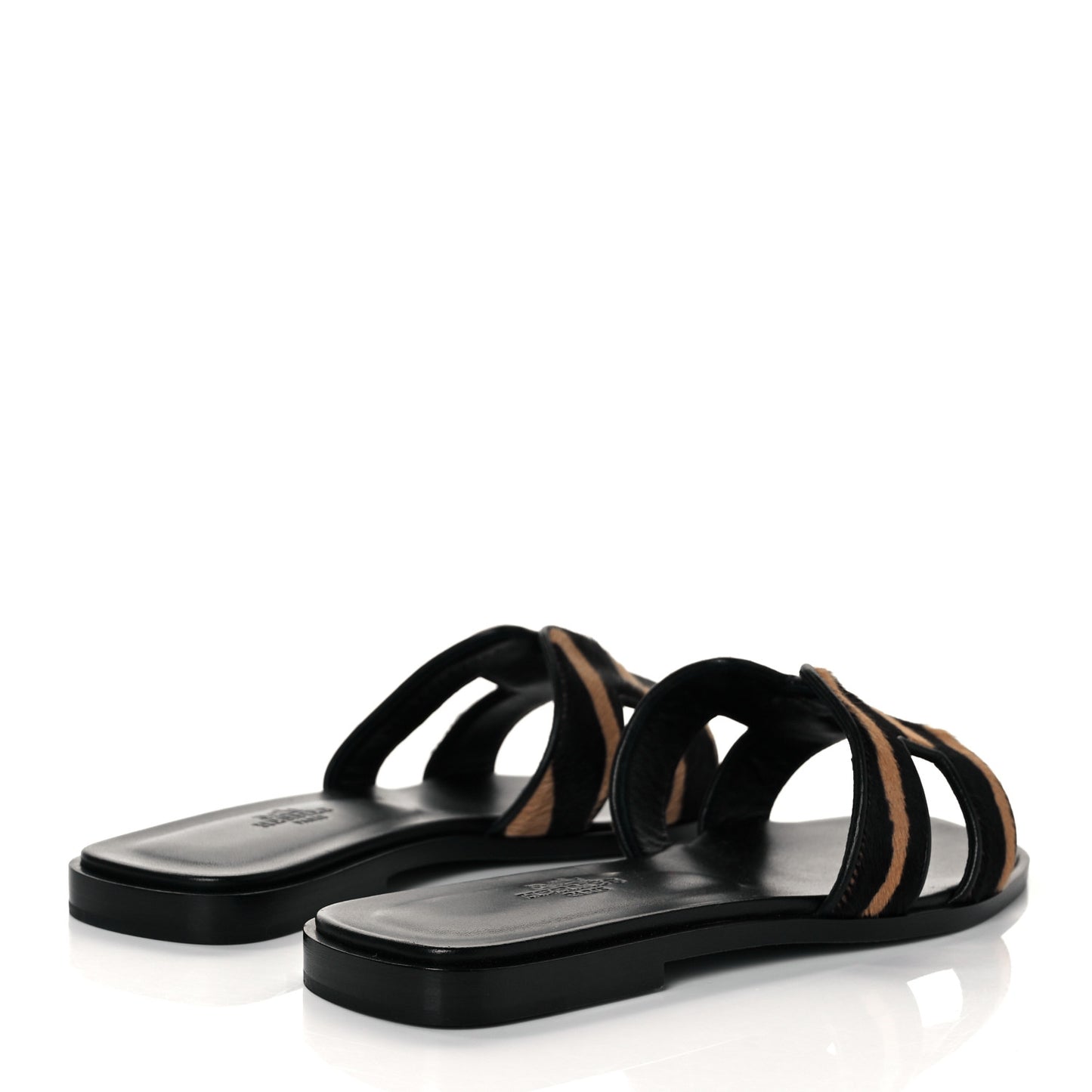Horse Hair Zebra Print Oran Sandals 36 Black