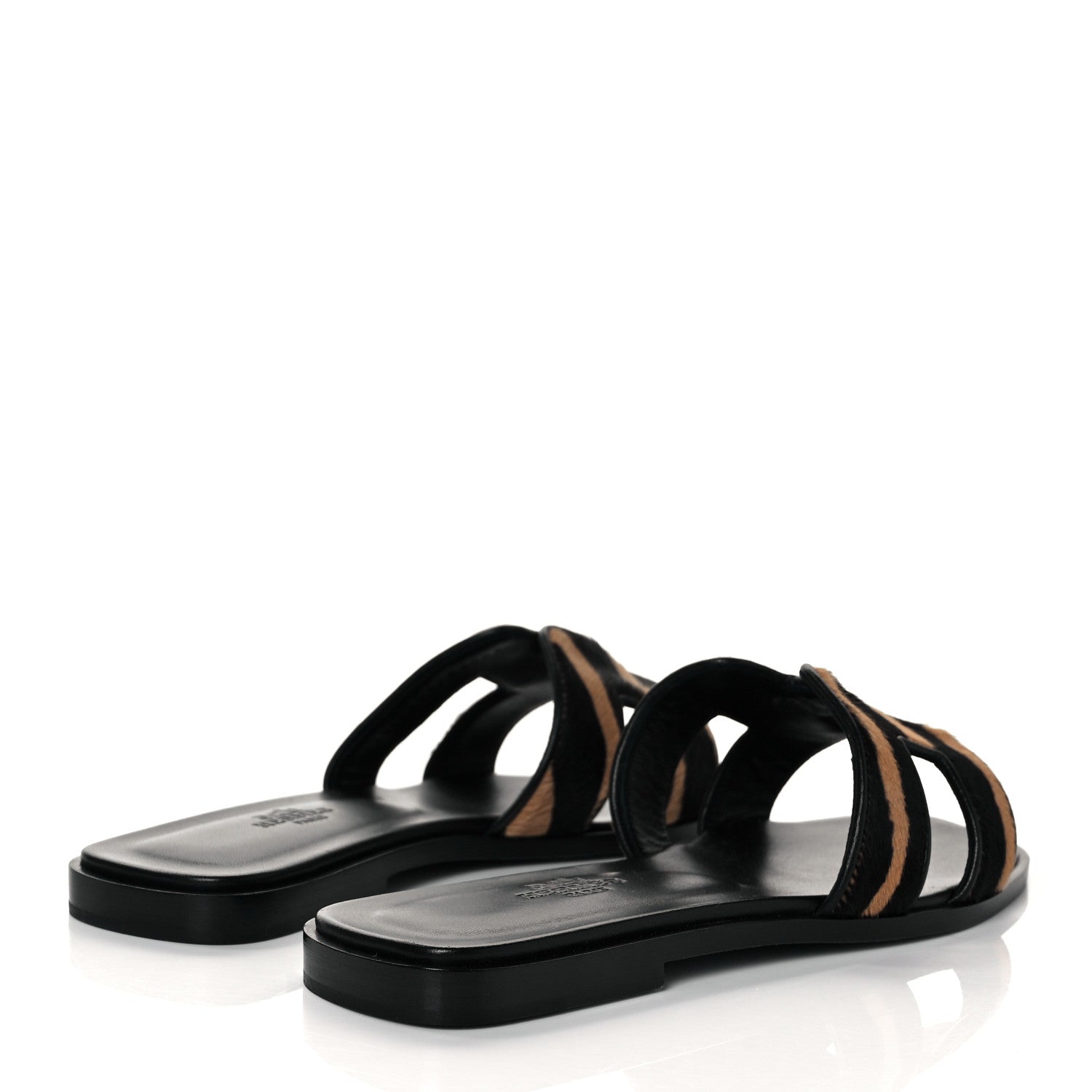 Hermes Horse Hair Zebra Print Oran Sandals 36 Black 4 of 8