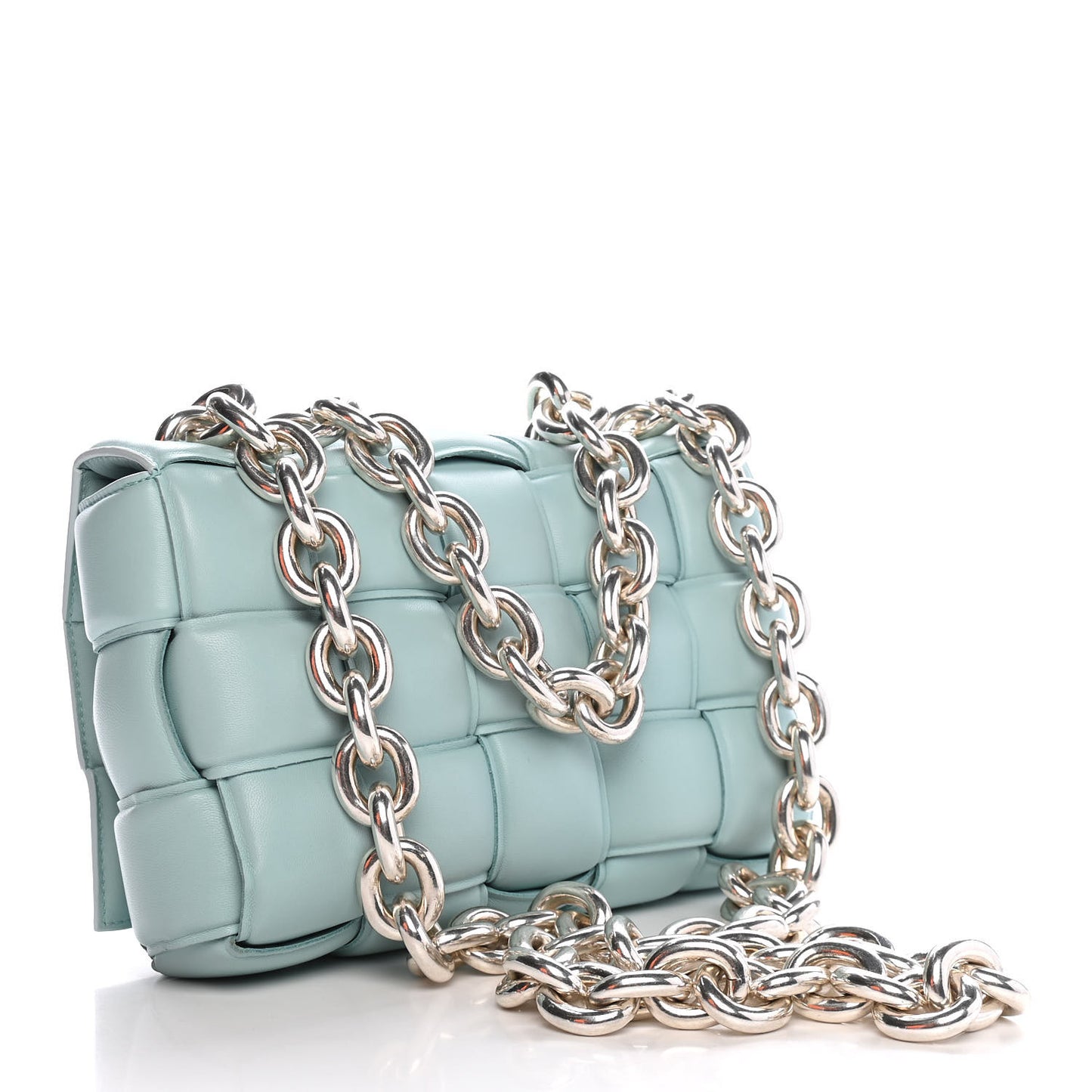 Lambskin Maxi Intreccio Padded Chain Cassette Crossbody Bag Spearmint