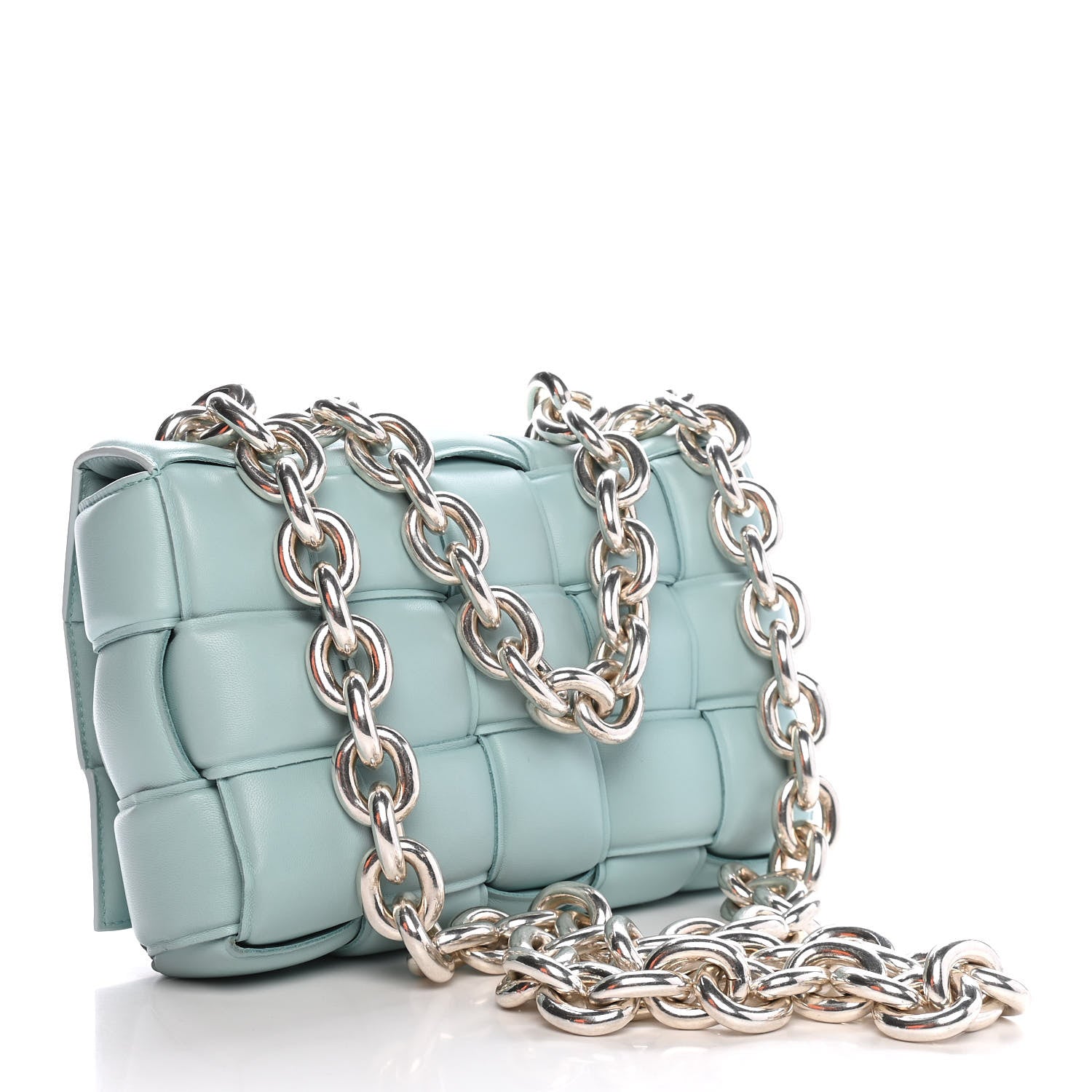 Bottega Veneta Lambskin Maxi Intreccio Padded Chain Cassette Crossbody Bag Spearmint 3 of 8