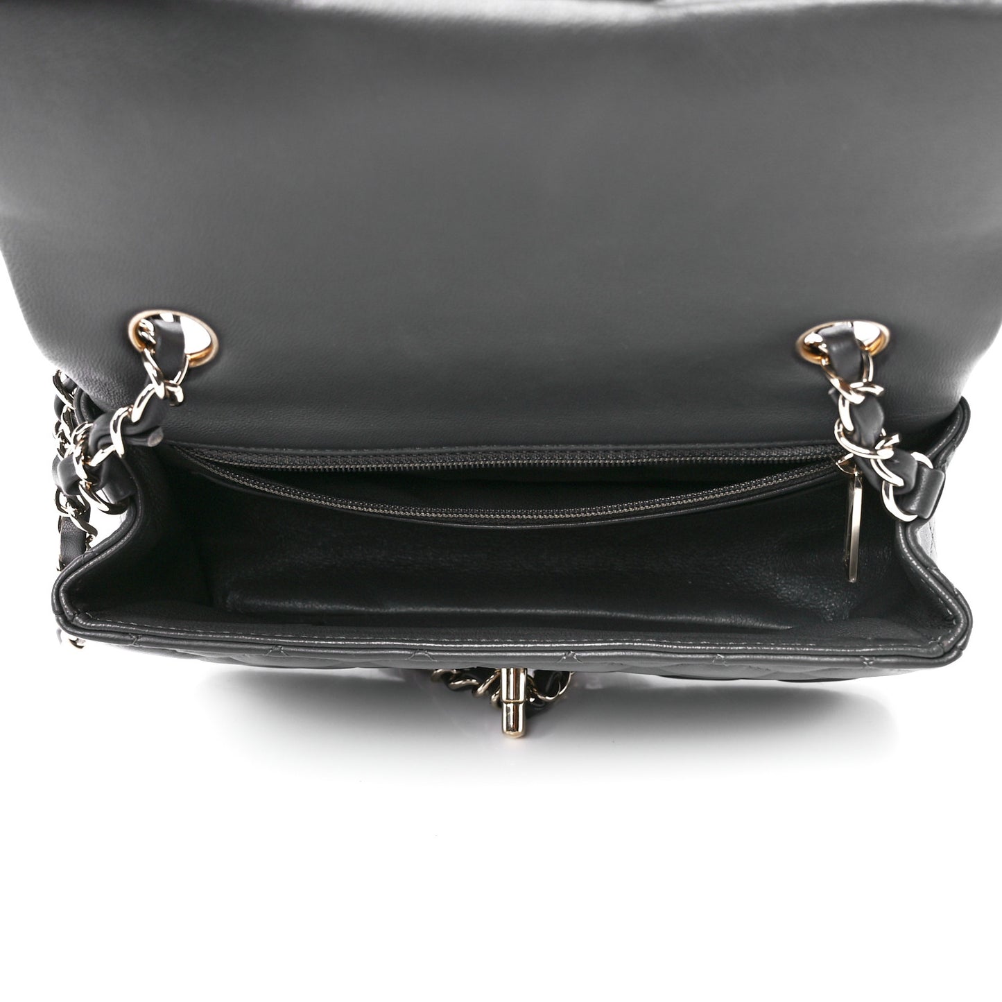 Lambskin Quilted Mini Rectangular Flap Dark Grey