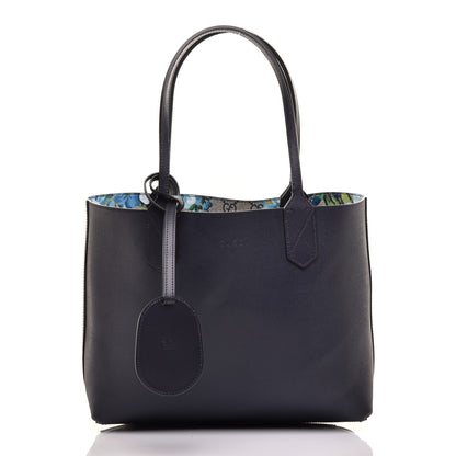 Gucci GG Supreme Monogram Blooms Small Reversible Tote Beige Blue Navy 11 of 15