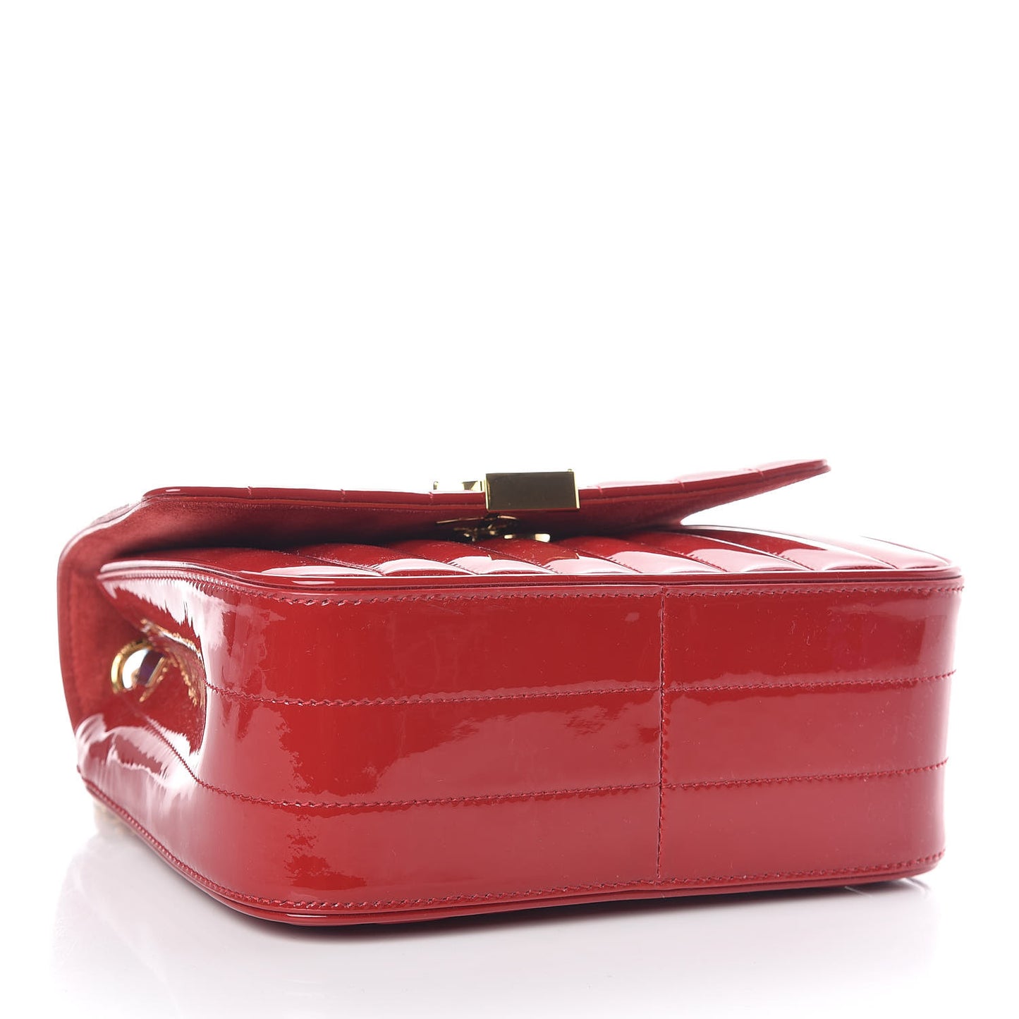 Patent Calfskin Matelasse Monogram Medium Vicky Chain Bag Rouge Eros
