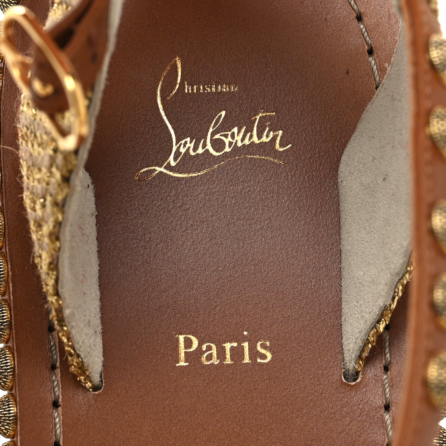 Christian Louboutin Specchio Cordorella Flat Sandals 38 Cuoio 7 of 7
